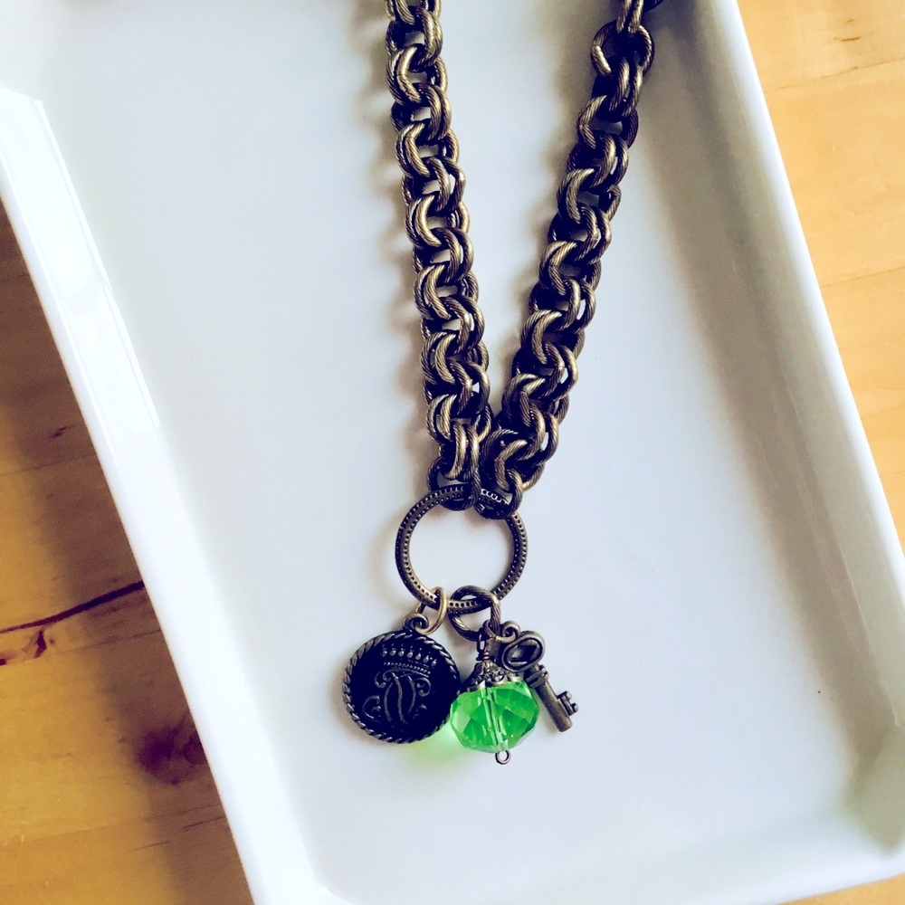 Antiqued bronzed charm necklace, NWT
